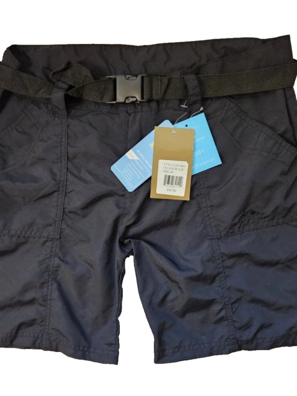 American Outback Black Cargo Shorts 8" Inseam Men's Size M SPF 30+ New With Tags